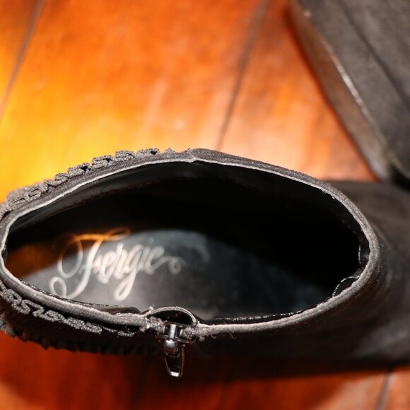 SUMMER SALE - Fergie Black Ruffled Heeled Boots - Woman's Size 10 - Picture 10 of 10